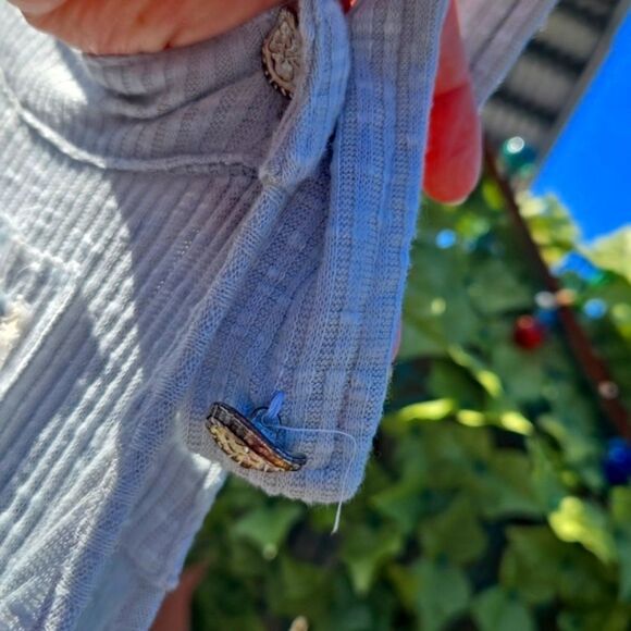 "POL" Dusty Powder Blue Oversized Romper Sz M - Picture 3 of 9